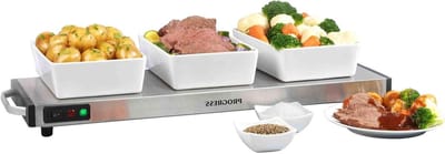 Draadloze Warmhoudplaat - Voedsel Server - Maaltijden Warm Houden - 15 Min Opladen - 60 x 20 cm - Zilver