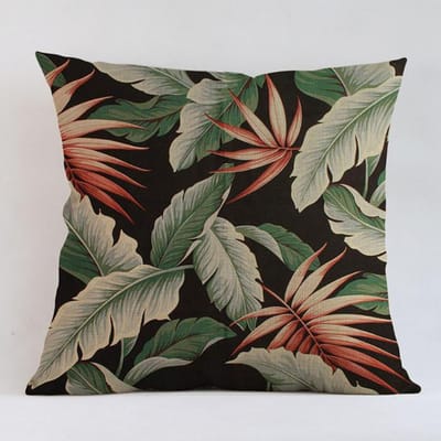 Nouvelle Housse de Coussin Feuille de Plante Tropicale Peinte à la Main Housse de Coussin Décoration Canapé Palmier Tropical Coton Lin Cojines Peach skin 18*18(CM)-1Pcs