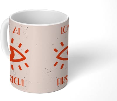 Mok - Koffiemok - Liefde - Quotes - Relatie - Love at first sight - Spreuken - Mokken - 350 ML - Beker - Koffiemokken - Theemok - Mok met tekst