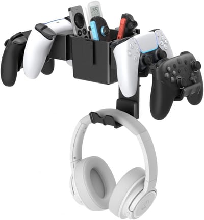 Controller Wandbeugel met Dubbele Houder voor Gamecontrollers en Headsets, Antislip Pads en Afneembare Ontwerp voor Gaming Accessoires