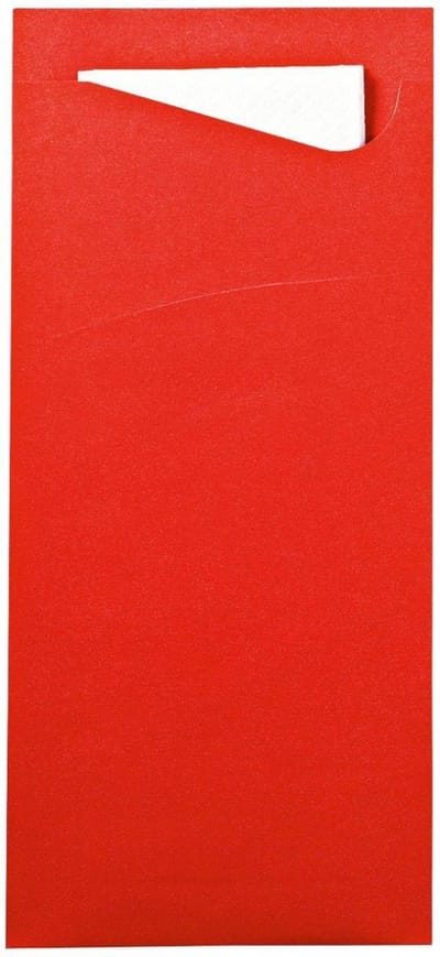 Servetten met Bestek Zakjes Doos 100 Stuks Rood Servet Wit Bestekzakjes met servetten