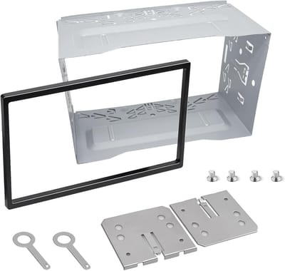 2DIN Montageframe voor Autoradio, Dubbel Metalen Houder met Bevestigingsaccessoires, Geschikt voor VW en DVD Spelers, Eenvoudige Installatie en Duurzaam Ontwerp