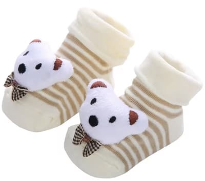 Super schattige babysokken - Baby Sokken - New born sokken - Kraamcadeau voor Jongen of Meisje - Babyshower Cadeau - Kraammand - Beer - Bruin