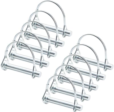 Wire Lock Pin, 10 STKS 9,4 mm × 66 mm Koolstofstalen as borgpen ronde lus draad slot pin voor Track Farm Lawn