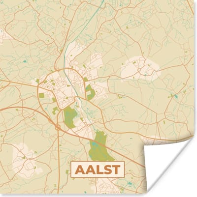 Poster Aalst - Stadskaart - Kaart - Plattegrond - Vintage - 100x100 cm XXL