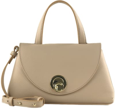 COCCINELLE Leren schoudertas Nikla Handbag Double Grainy Leather Rosette / Warm Taupe oud roze