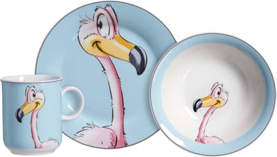 Kindergeschirrset Happy Zoo - Flamingo Flo 3-delig voor Kinderen