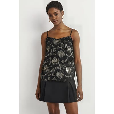 Boden Jacquard Party Cami Top Blk Maat: 22 | Mouwloze Tops Outlet | Dames | Zwart