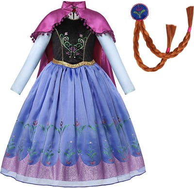 Frozen prinsessenjurk - Anna jurk - Verkleedkleding meisje - Het Betere Merk - Lange roze cape - Haarvlecht - Maat 92/98