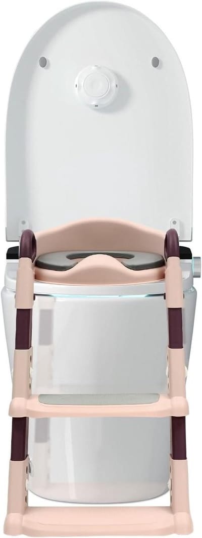 Toiletverkleiner met Trap - Kinder Toiletbril Opstapje - Zelfstandig Toiletteren - 6 Hoogte-instellingen - 34 x 34 cm - Roze