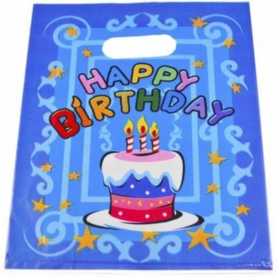 50 stuks traktatie zakjes - uitdeelzakjes Happy Birthday blauw 17,5 x 22 cm