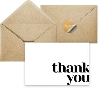 Bulk Bedankkaarten Set van 40 in Blauw met Stickers en Enveloppen - Minimalistisch Ontwerp voor Diverse Gelegenheden