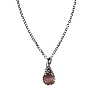 Cabelketting met Paarse Kattenoogsteen Hanger, Ketting met Hanger Dames, RVS - Verstelbaar 45-50cm - Handgemaakt dood esde2