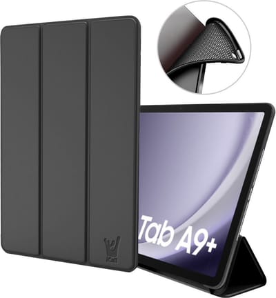 Hoes geschikt voor Samsung Tab A9 Plus / Tab A11 Plus Hoes - SmartDefend Book Case Cover Kunstleer Zwart