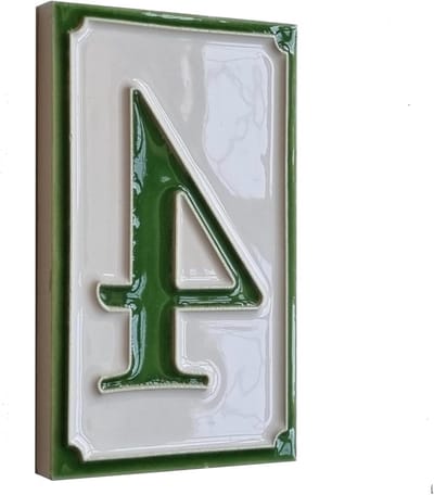 Huisnummer Tegel - Keramisch Nummer - Adres Aanduiding - Handgeschilderd Design - 11x7 cm - Groen Wit
