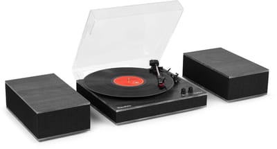 Platenspeler met speakers - Audizio Tupelo - Platenspeler Bluetooth - LP speler met auto stop - Zwart