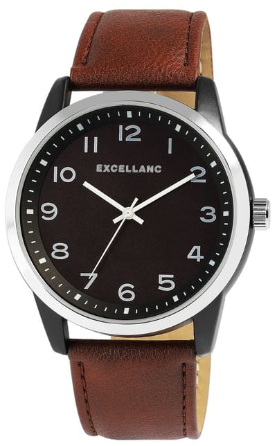 EXCELLANC Herenhorloge lederimitatie Mineraalglas