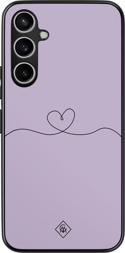 Casimoda® hoesje - Geschikt voor Samsung Galaxy S23 FE - Hart Lila - Zwart TPU Backcover - Geen opdruk - Bruin/beige