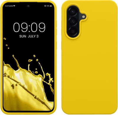 kwmobile telefoonhoesje geschikt voor Samsung Galaxy A56 5G - Hoesje met siliconen coating - Smartphone case in stralend geel