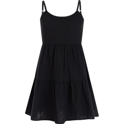 Protest PRTMendes - Mini-jurk Dames - Normale pasvorm - Ronde hals - Knielengte - Spaghetti bandjes - Zwart