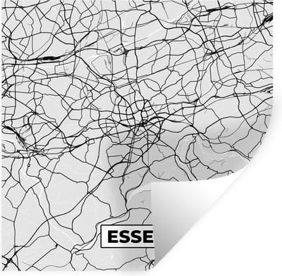 Muurstickers - Sticker Folie - Essen - Kaart - Plattegrond - Duitsland - Stadskaart - 100x100 cm - Plakfolie - Muurstickers Kinderkamer - Zelfklevend Behang XXL - Zelfklevend behangpapier - Stickerfolie