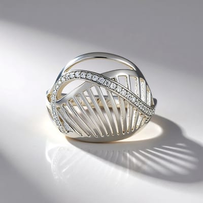 Cavill - Zilveren ring met 29 Cambodjaanse zirkonen pavé - 925 Sterling zilver geplatineerd - 0,338 ct - Modern open design damesring