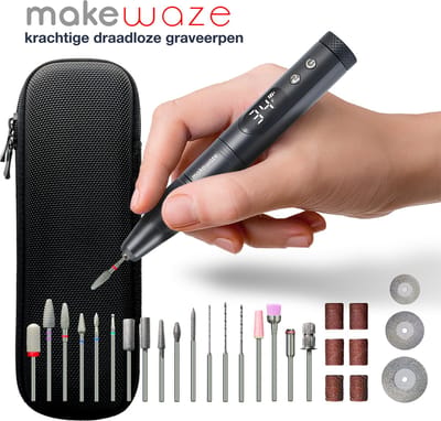 Makewaze krachtige draadloos Graveerpen | Professioneel 28-Delig precisie Modelbouw set | Elektrische Graveermachine | Graveer pen | Multifunctionele Hobby Modelbouw set | USB oplaadbare Graveerset voor glas hout metaal steen plastic sieraden - Grijs