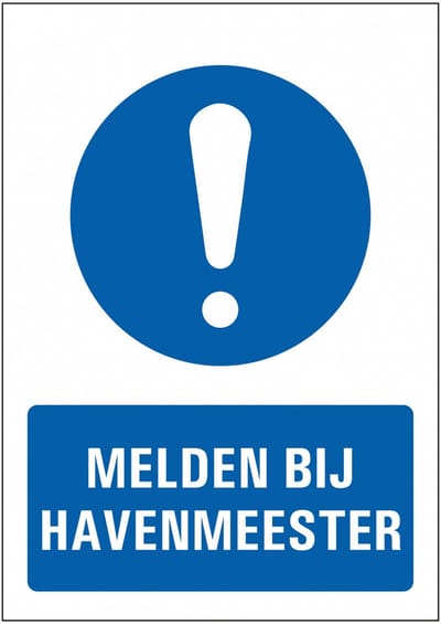 Melden bij havenmeester sticker 210 x 297 mm
