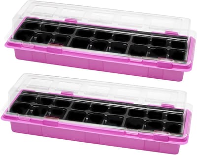 Garronda Kweekset Kweekpotten met schotel - Kamerplanten – Roze (2 stuks) - GD-VE-Greenhouse