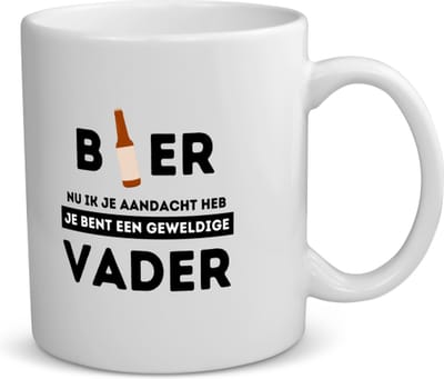 Akyol - bier, nu ik je aandacht heb je bent een geweldige vader koffiemok - theemok - Papa - de beste vader - vader cadeautjes - vaderdag - verjaardagscadeau - verjaardag - cadeau - geschenk - kado - gift - vader artikelen - 350 ML inhoud