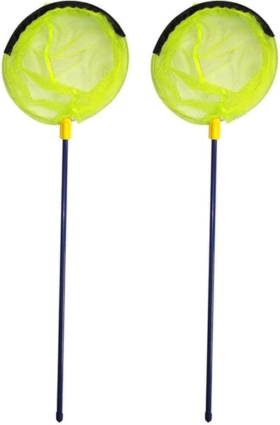 Gebro Visnet/schepnet - 2x - kunststof - geel - 90 x 30 cm