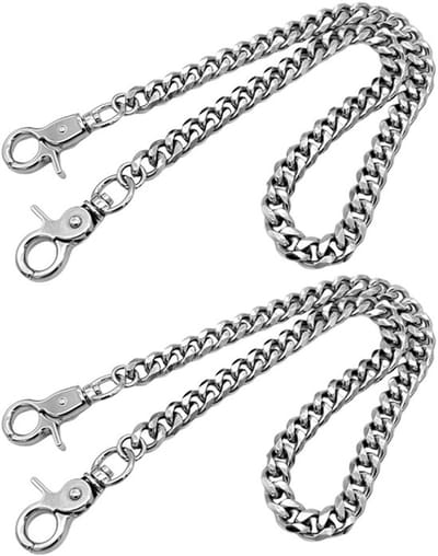 Slangketen 50 Cm - Roestvrijstalen Sleutelhanger - Portemonnee Ketting - Punkslangketen - Duurzaam Metaal - 2 Stuks
