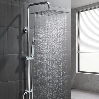 Auralum Max Douchesysteem Met Omstelling - Regendouche - Vierkant Doucheset - RVS Handdouche - 12 inch Douchekop - Verstelbare Hoogte 72-110 cm - Chroom
