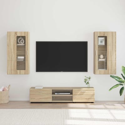 vidaXL - Tv-meubelset - FLORIN - 3 - st - Sonoma - Eik - Bewerkt - hout