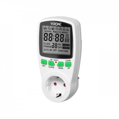 Virone digitale timer met LCD-display - Tijdschakelaar - 16 tijdprogramma's