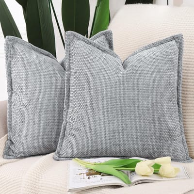 OmGoods - Dailygoody - Kussenslopen - Zacht en comfortabel - Grijs - Chenille en fluweel - Decoratief voor woonkamer en slaapkamer - Set van 2