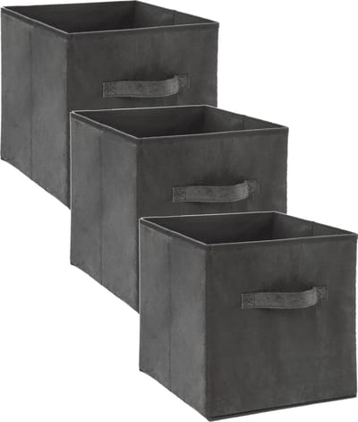5Five Opbergmand/kastmand - Set van 3x stuks - grijs - 29 liter - 31 x 31 x 31 cm - Opbergboxen - Vakkenkast manden - polyester