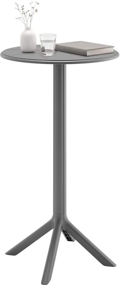 CLP Tomas Bartafel - Rond Ø60 cm - Weerbestendig & UV-bestendig - Kunststof Buitentafel - Hoogte 107 cm - donkergrijs