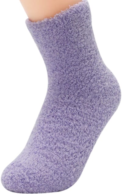 Fluffy sokken dames - Huissokken - bedsokken - slofsokken - paars - drukvrije boord - 36 - 40 - cadeau voor haar - geschenk vrouwen - gift - extra zacht