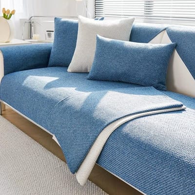 1PC Katoen Linnen Bankhoes Effen Kleur Antislip Bankkussen Vier Seizoenen Universeel L-Vorm Bankhoes voor Woonkamer thuis Pillowcase 45x45 1pc gray