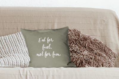 Sierkussens - Kussentjes Woonkamer - 40x40 cm - Spreuken - Eat for fuel, not for fun - Quotes - Eten