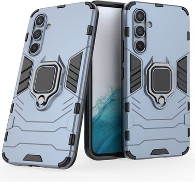 MobyDefend Hoesje - Geschikt voor Samsung Galaxy A54 - Dubbelgelaagde Pantsercase Met Standaard - Blauw