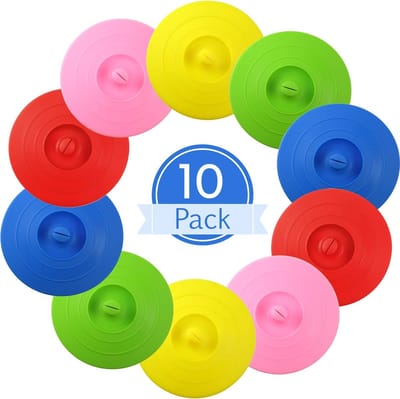 10 Stuks Siliconen Kopdeksel - Siliconen Bekerdeksels - Stofwerende Siliconen Deksels - Stofdeksels - Anti-Stof - Herbruikbaar - 5 Kleuren - Voor Koffie - Siliconen Bekerdeksel Herbruikbaar - Rood, Blauw, Geel, Groen, Roze