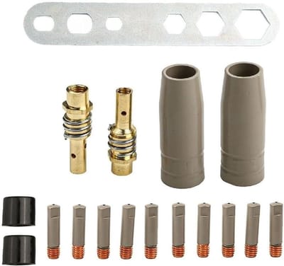 Lasmondstukken Set - Toortsonderdelen Lasaccessoires - Efficiënt Lassen - Anti-aanbak Coating - 17 Stuks - Zilverkleurig