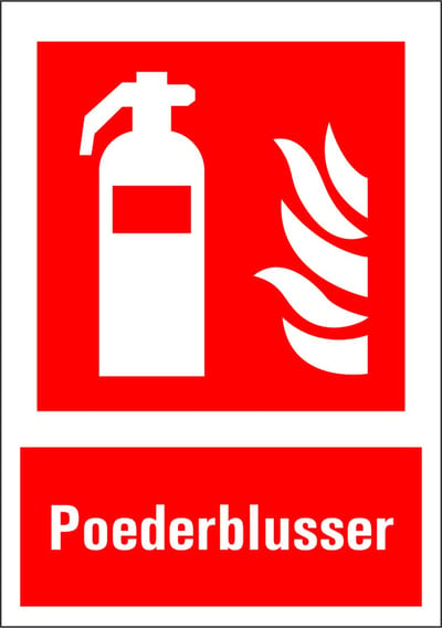 Poederblusser sticker met tekst 210 x 297 mm