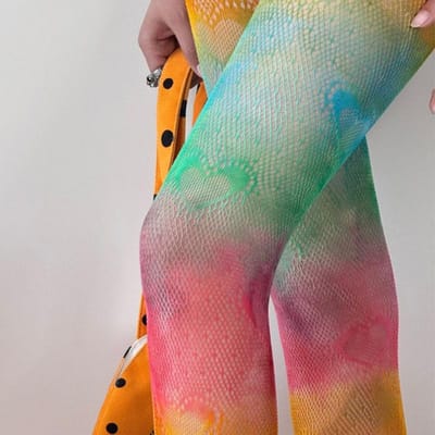 Lente Zomer Schema Dopamine Kleurverloop Panty's Sexy Kant Gaas Sokken Uitgesneden Pittige Meisje Draagt Y2K Kousen Dames 40-75kg gray