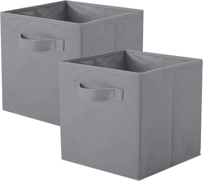 Opvouwbare Opbergdozen voor Kasten en Speelgoed - Set van 2 Grijze Stoffen Kubussen