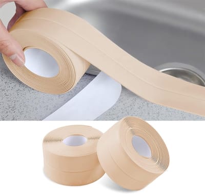 Waterdichte Zelfklevende Strip Sealing Tape voor Keramische Tegels, Keuken, Badkamer en Wandhoeken - 2 Stuks in Crème Kleur