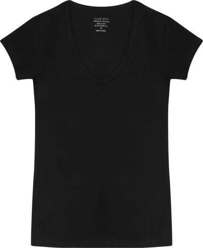 Claesen's® - Dames V-Neck Zwart T-Shirt Cotton/LycraN 8010-Black-M