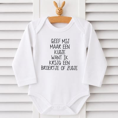 Baby rompertje unisex met tekst voor grote broer big bro brother zus big sis sister |  Geef mij maar een kusje want ik krijg een broertje of zusje  | Lange mouw | zwart | maat 98-104 | Zwangerschapsaankondiging zwangerschap aankondiging geboorte cade